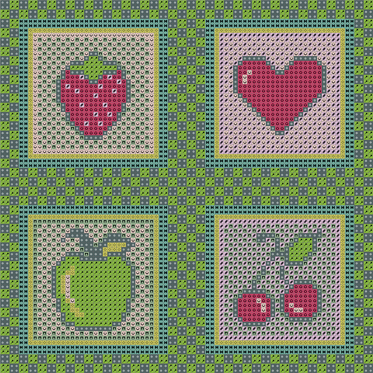 Tutti Frutti Panel Grün – 20x20 cm – 4 Patches
