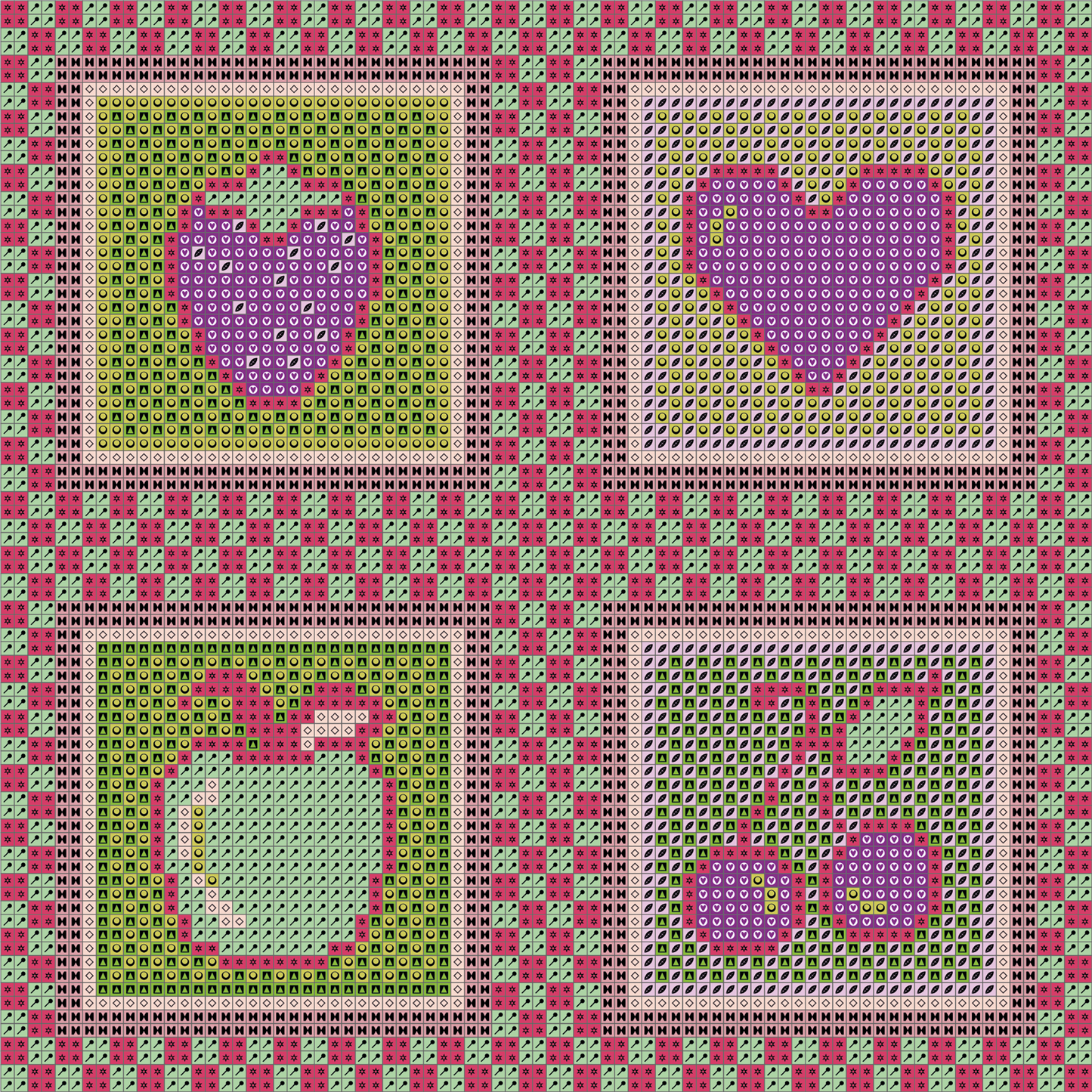 Tutti Frutti Panel Rot – 20x20 cm – 4 Patches