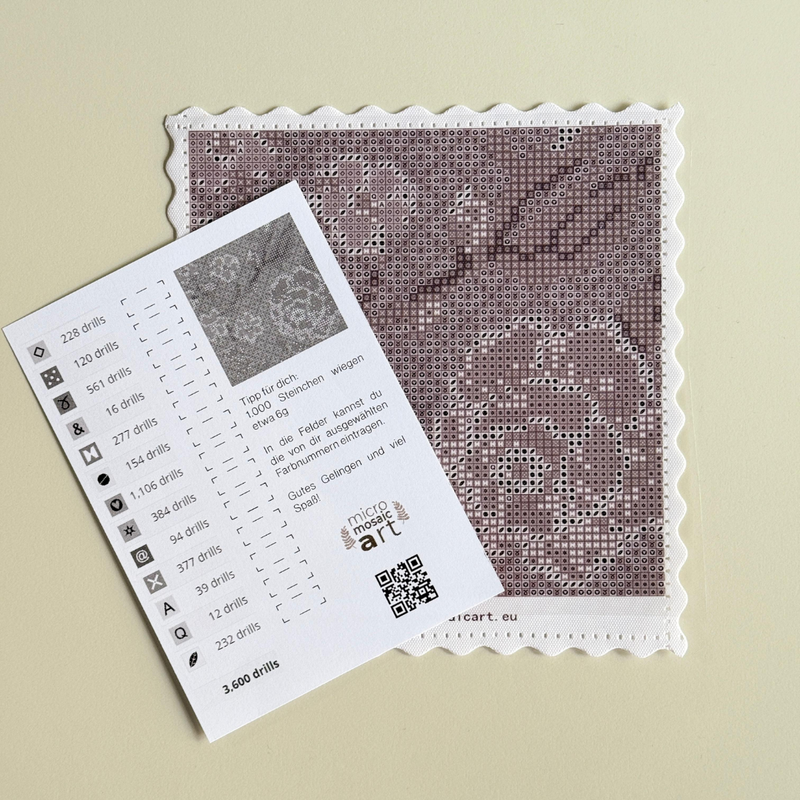 Graustufen-Panel Indian Pattern 15 × 15 cm mit Farbkarte