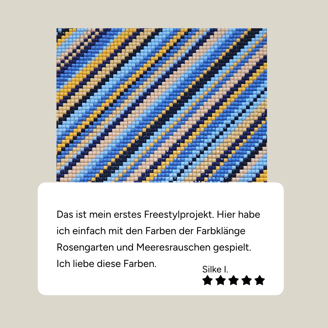 Freestyle Panel 15 × 15 cm mit Raster, in der Hand gehalten