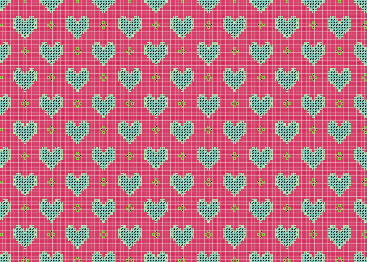 Micromosaic Diamond Painting Panel „Sweet Heart“ Rot, Herzmuster, 35×25 cm für Taschen & Etuis