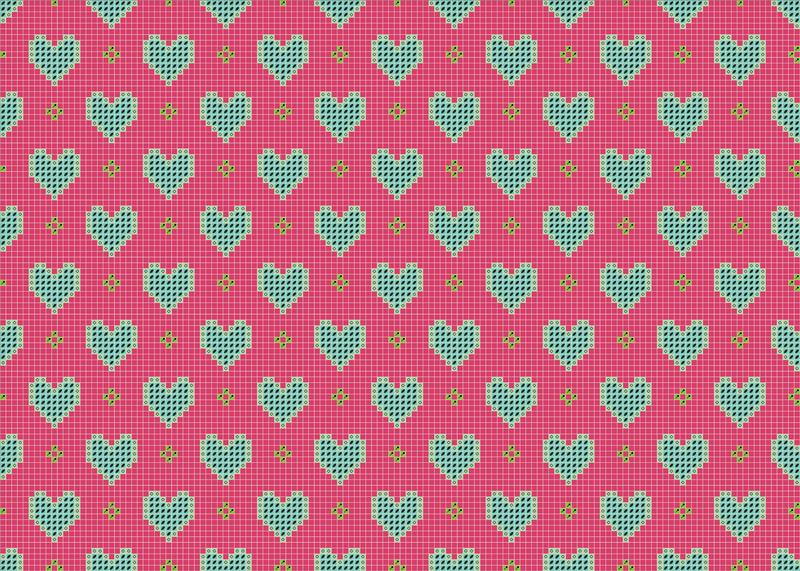 Micromosaic Diamond Painting Panel „Sweet Heart“ Rot, Herzmuster, 35×25 cm für Taschen & Etuis