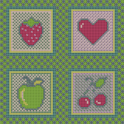 Tutti Frutti Panel Grün – 20x20 cm – 4 Patches