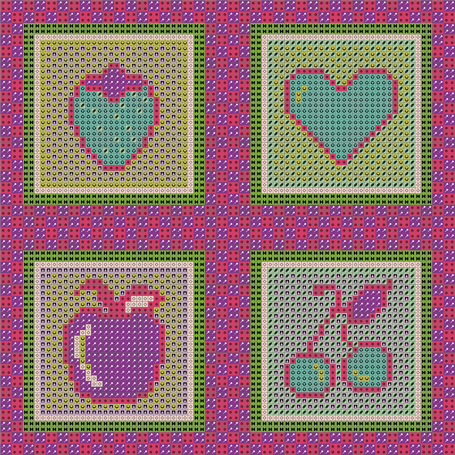 Tutti Frutti Panel Purpur – 20x20 cm – 4 Patches