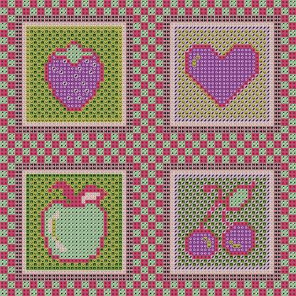 Tutti Frutti Panel Rot – 20x20 cm – 4 Patches