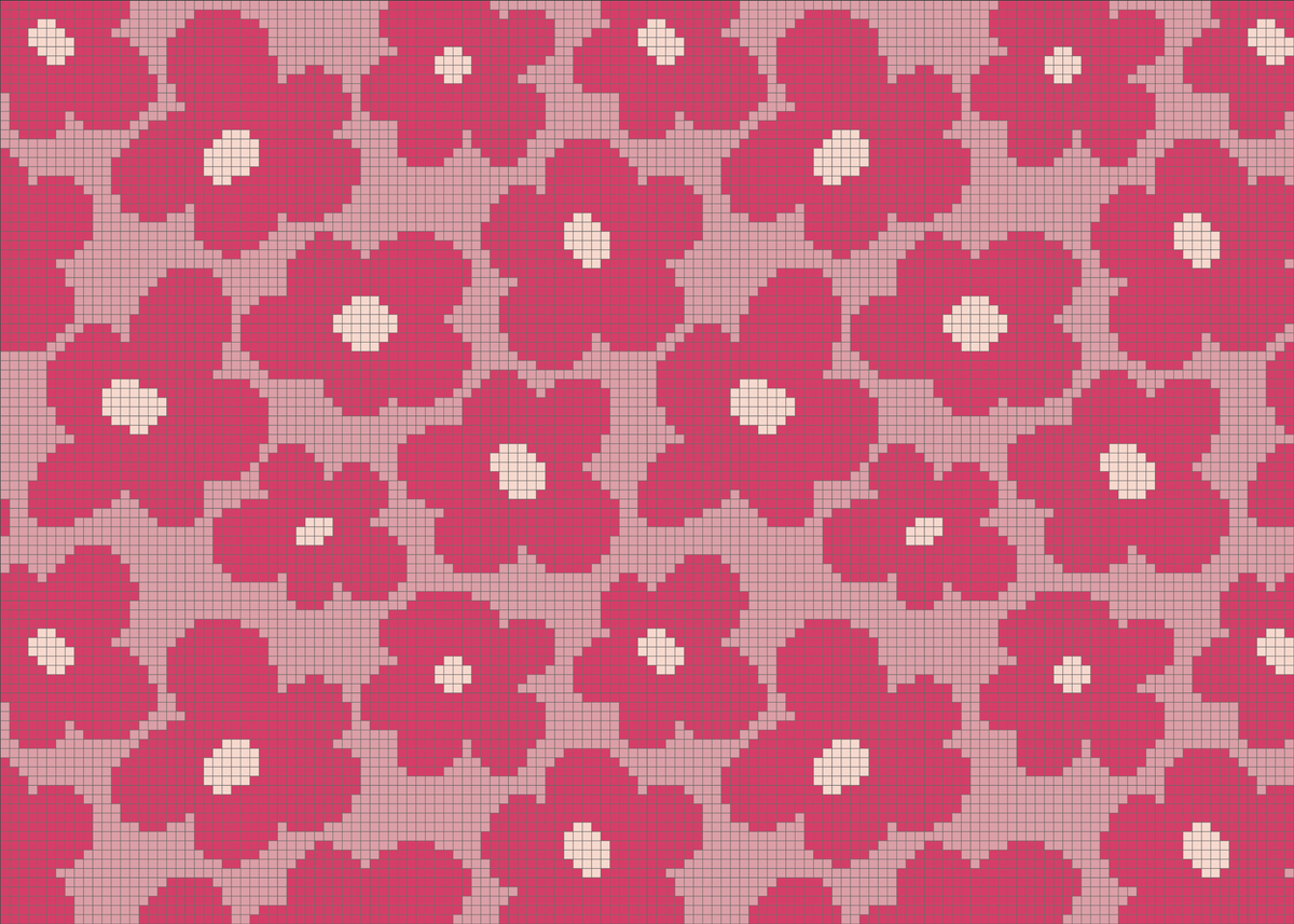 Micromosaic Panel Red Romance – Blumenmuster in Pink und Altrosa auf hellem Hintergrund, romantisches DIY-Design von Cherrypicking