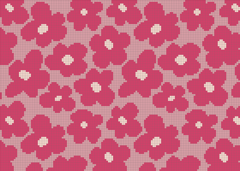 Micromosaic Panel Red Romance – Blumenmuster in Pink und Altrosa auf hellem Hintergrund, romantisches DIY-Design von Cherrypicking