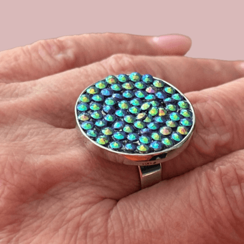 RING rund - DIY-Schmuck mit AB-Steinchen